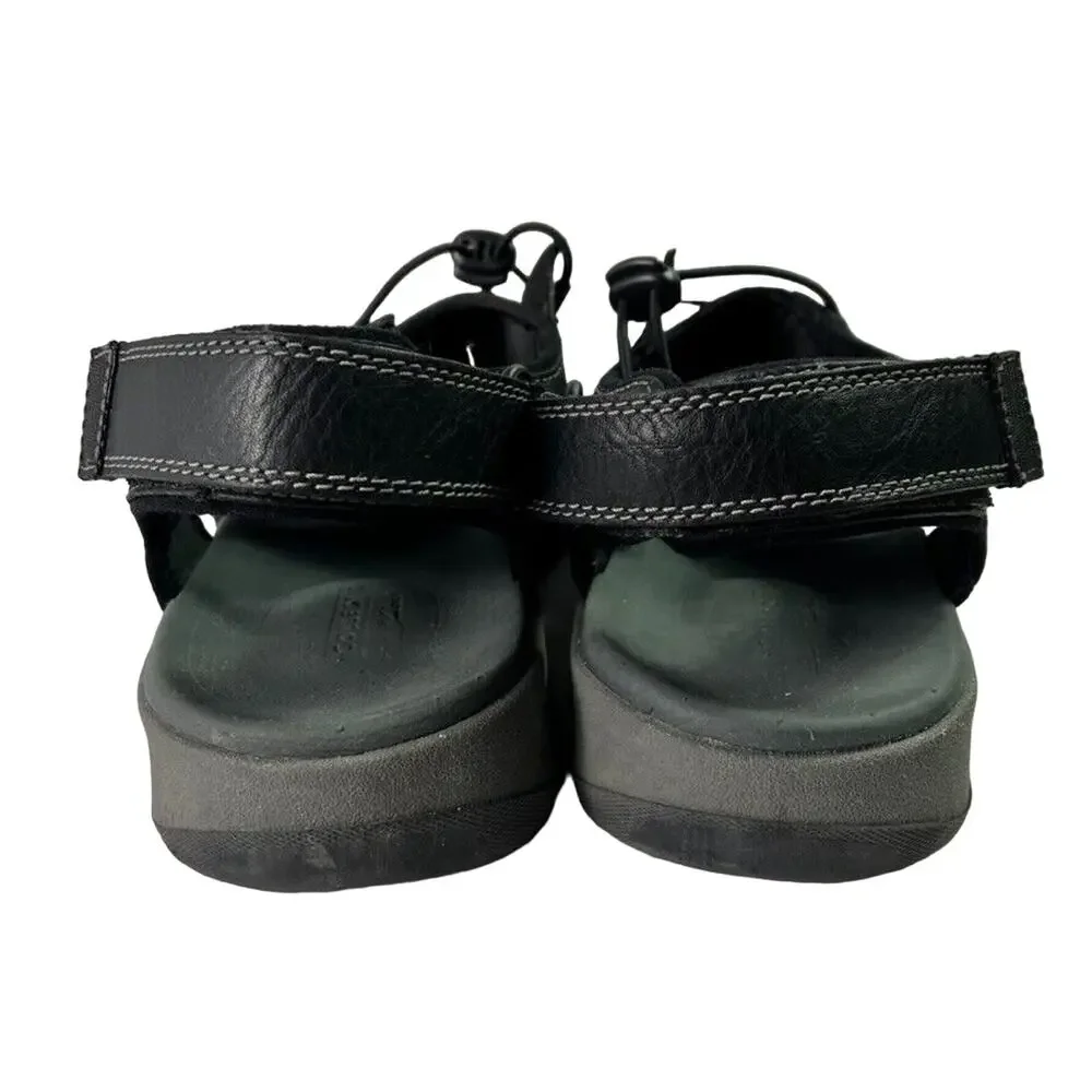 Clarks Shoes Mens 11M Brixby Cove Black Leather Casual Sandals Summer Vacation